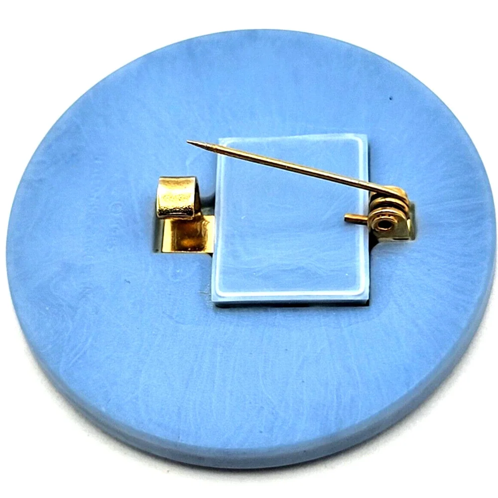 Vintage Hallmark Christmas White on Blue Snowflake Pin Brooch 1985 1.5